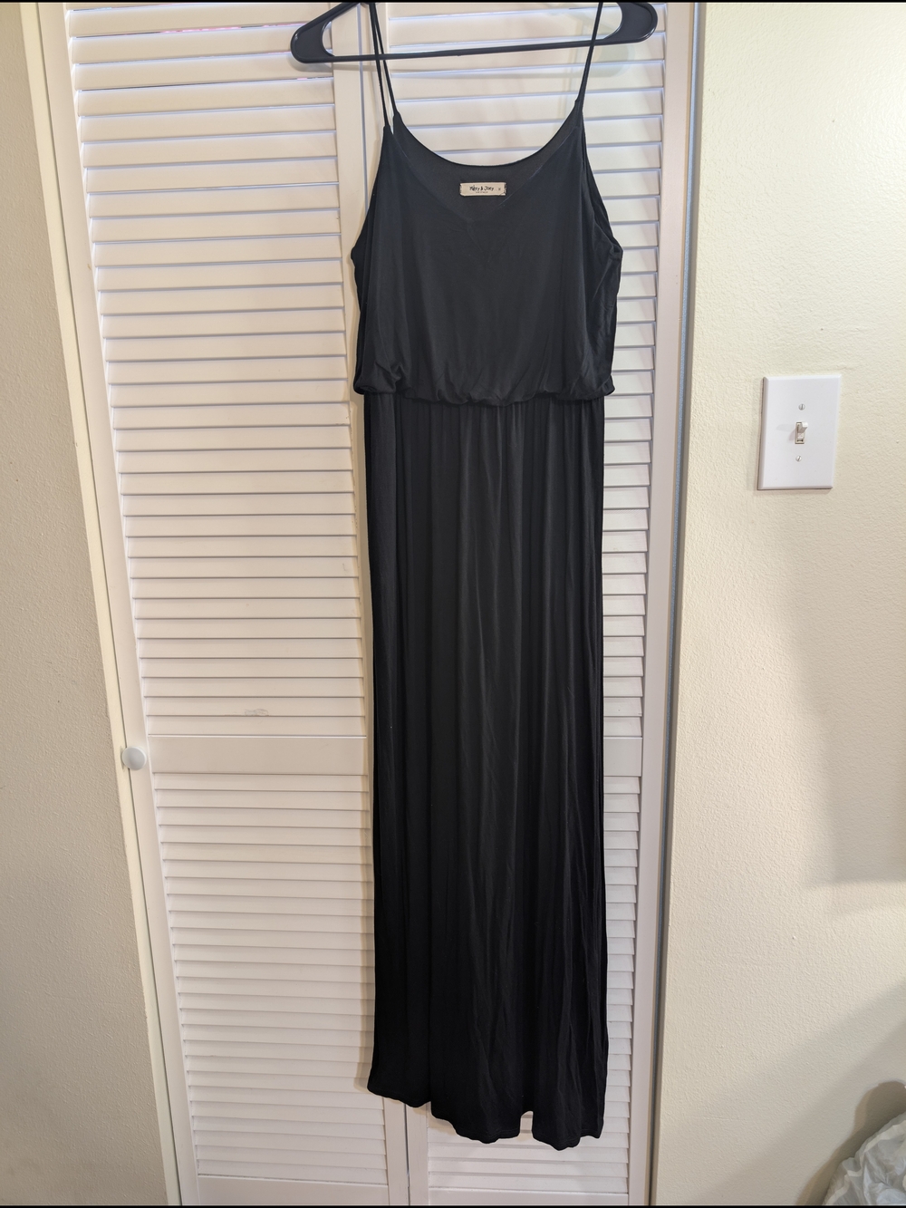 Women's Black Maxi Dress with Spaghetti Straps